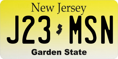 NJ license plate J23MSN