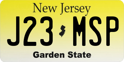 NJ license plate J23MSP