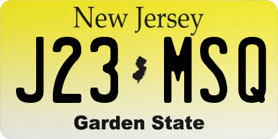 NJ license plate J23MSQ