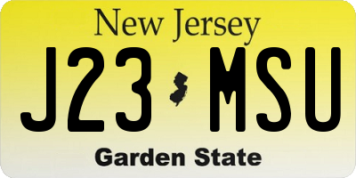 NJ license plate J23MSU