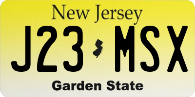 NJ license plate J23MSX