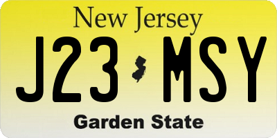NJ license plate J23MSY
