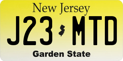 NJ license plate J23MTD
