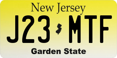 NJ license plate J23MTF