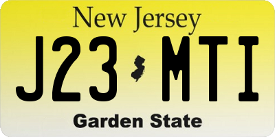 NJ license plate J23MTI
