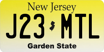 NJ license plate J23MTL