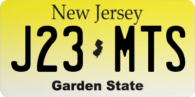 NJ license plate J23MTS