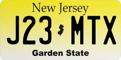 NJ license plate J23MTX