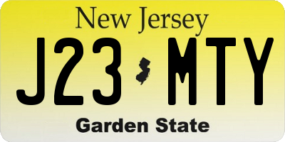 NJ license plate J23MTY