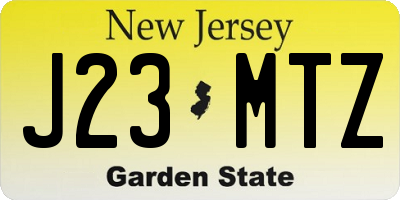 NJ license plate J23MTZ