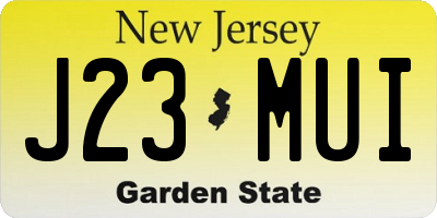 NJ license plate J23MUI
