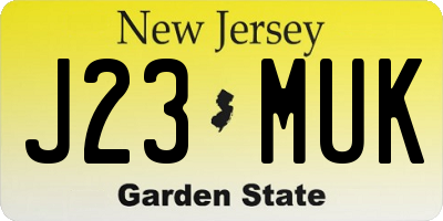 NJ license plate J23MUK