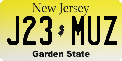 NJ license plate J23MUZ