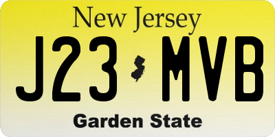 NJ license plate J23MVB