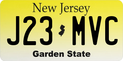 NJ license plate J23MVC