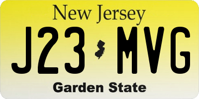 NJ license plate J23MVG