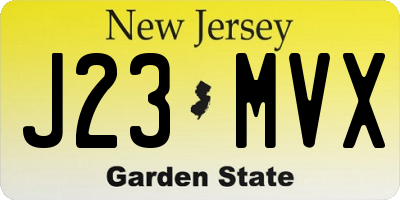 NJ license plate J23MVX
