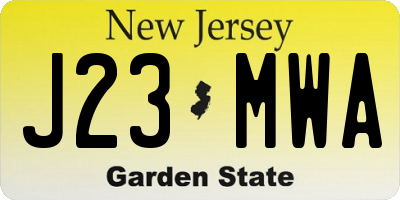 NJ license plate J23MWA