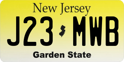 NJ license plate J23MWB