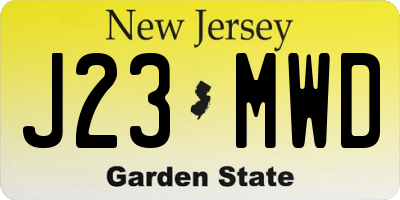 NJ license plate J23MWD