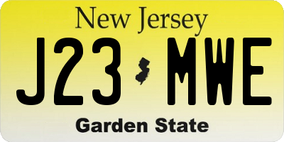 NJ license plate J23MWE