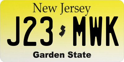 NJ license plate J23MWK