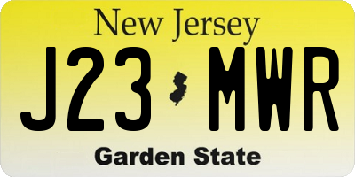 NJ license plate J23MWR