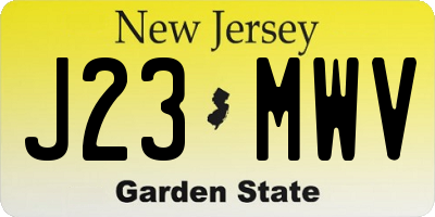 NJ license plate J23MWV