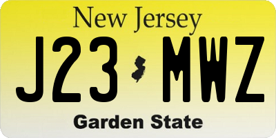 NJ license plate J23MWZ