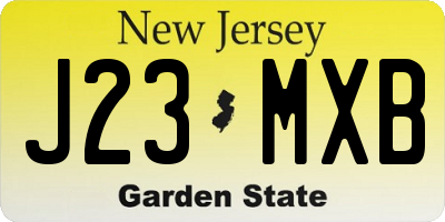 NJ license plate J23MXB