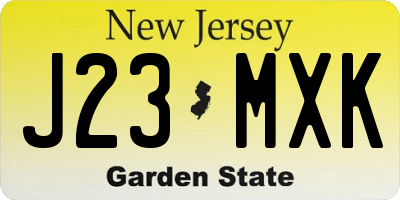 NJ license plate J23MXK
