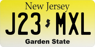 NJ license plate J23MXL