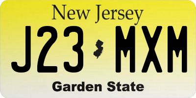 NJ license plate J23MXM