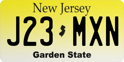 NJ license plate J23MXN