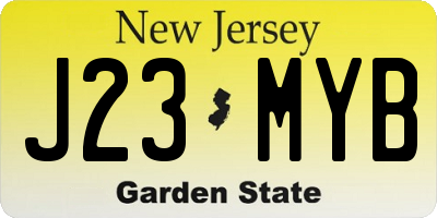 NJ license plate J23MYB