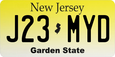 NJ license plate J23MYD