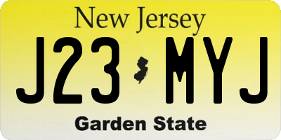 NJ license plate J23MYJ