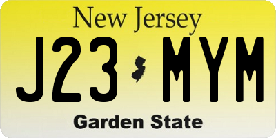 NJ license plate J23MYM