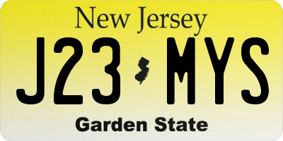 NJ license plate J23MYS
