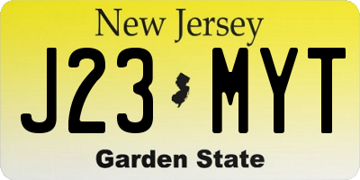 NJ license plate J23MYT