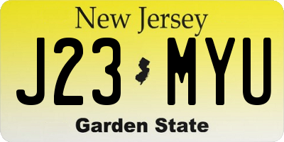 NJ license plate J23MYU
