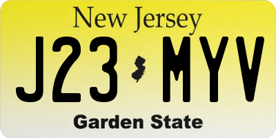 NJ license plate J23MYV
