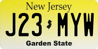 NJ license plate J23MYW