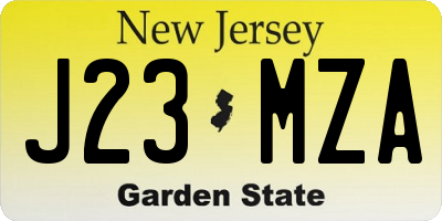 NJ license plate J23MZA