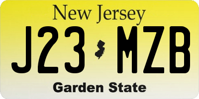 NJ license plate J23MZB