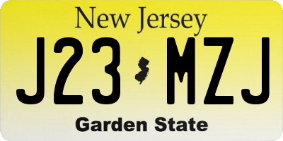 NJ license plate J23MZJ