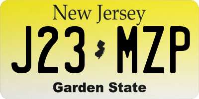NJ license plate J23MZP