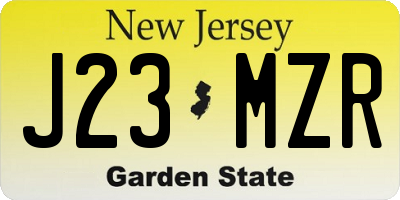NJ license plate J23MZR