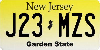 NJ license plate J23MZS