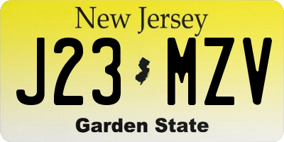 NJ license plate J23MZV